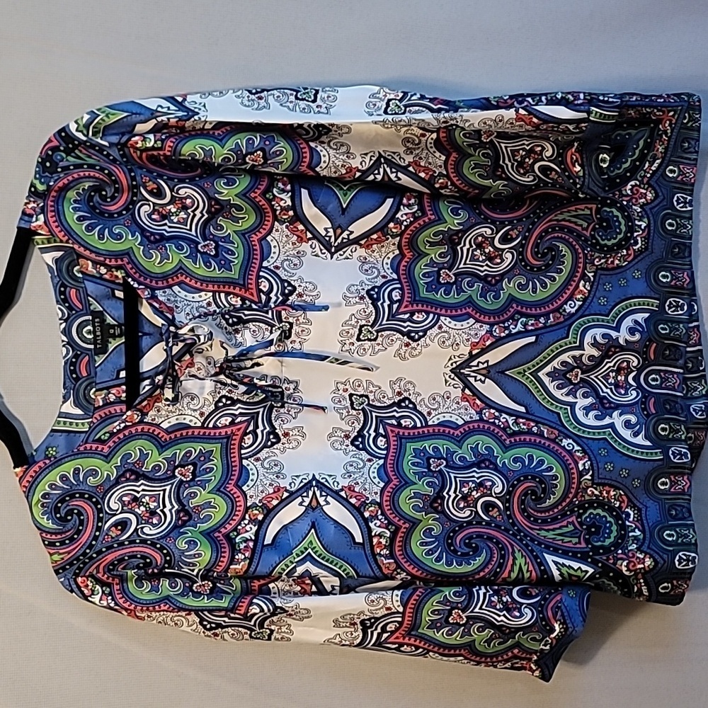 Talbots Silk Pullover Blouse Size 12, Blue, pink and green